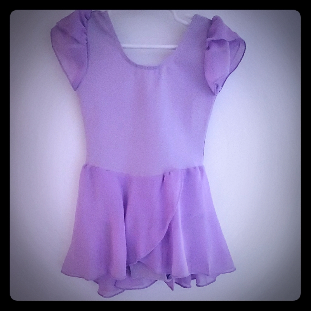 MdnMd girls flutter sleeve skirted leotard